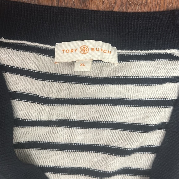 Tory Burch Navy and White Striped Sweater size XL - Picture 4 of 5